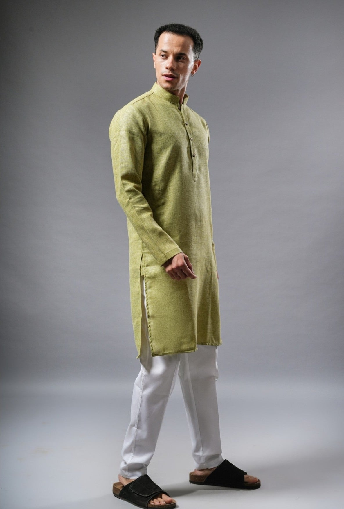 Olive Linen Kurta