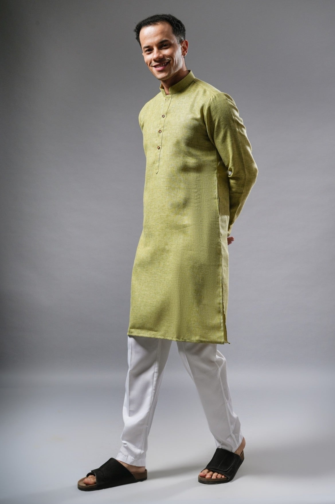 Olive Linen Kurta