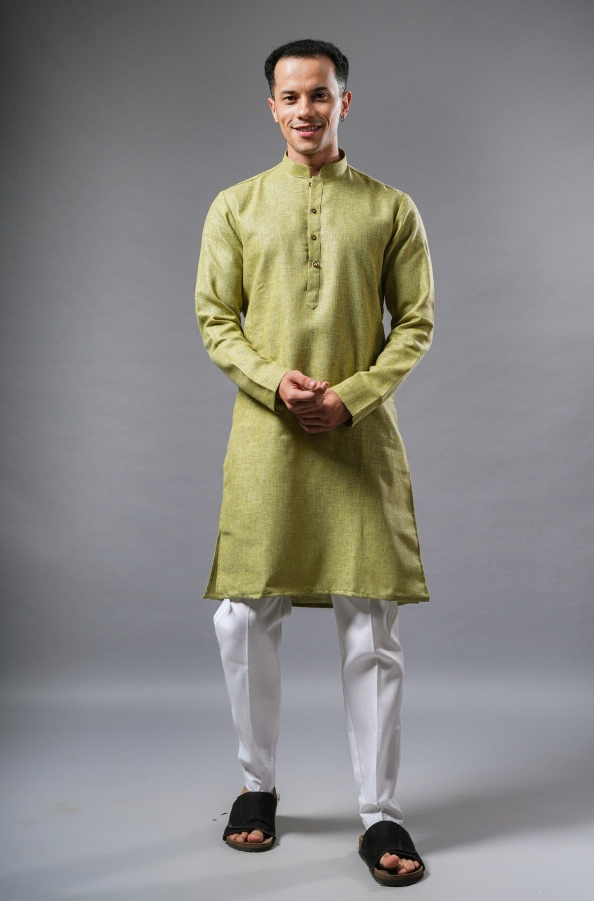 Olive Linen Kurta