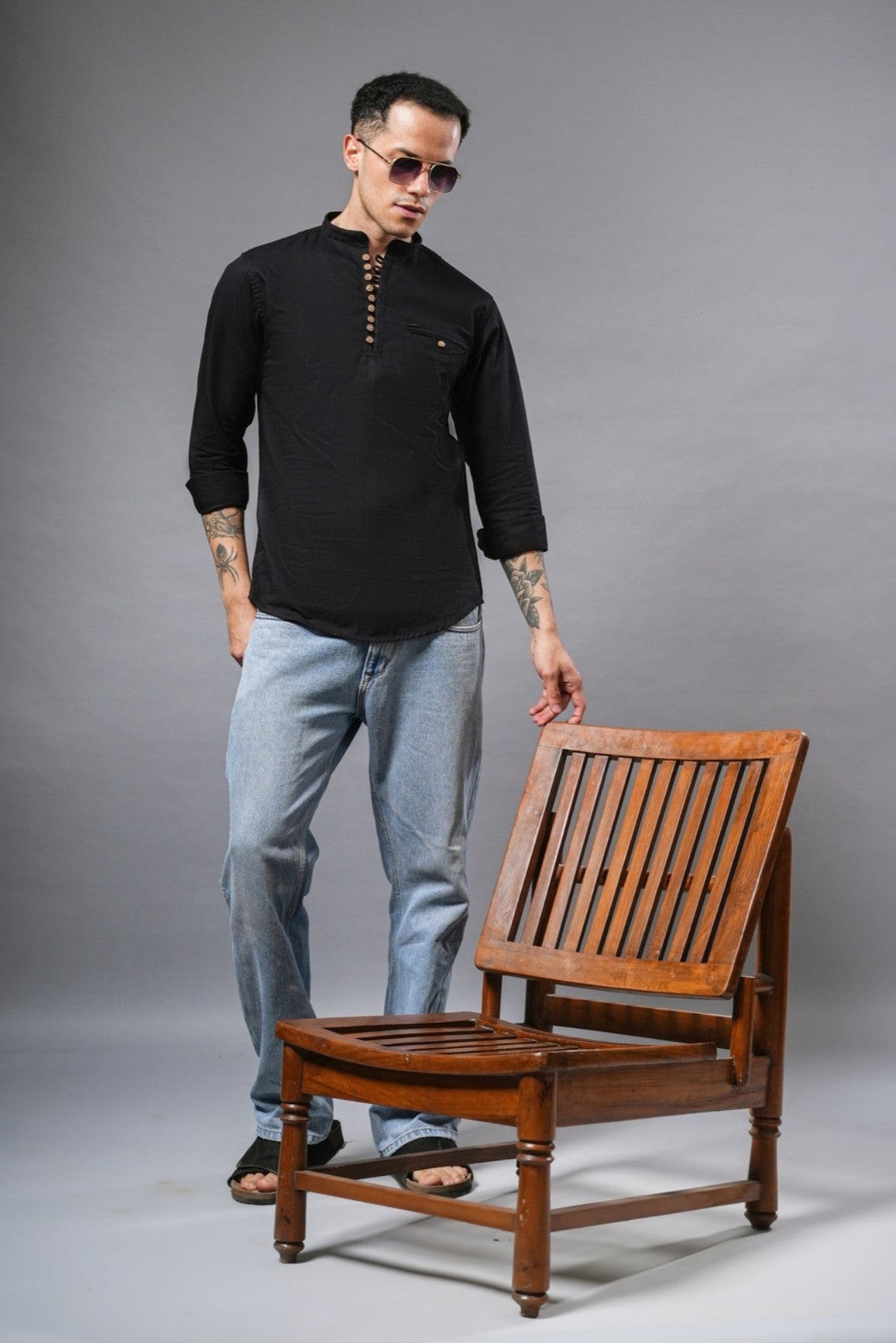Midnight Black short kurta