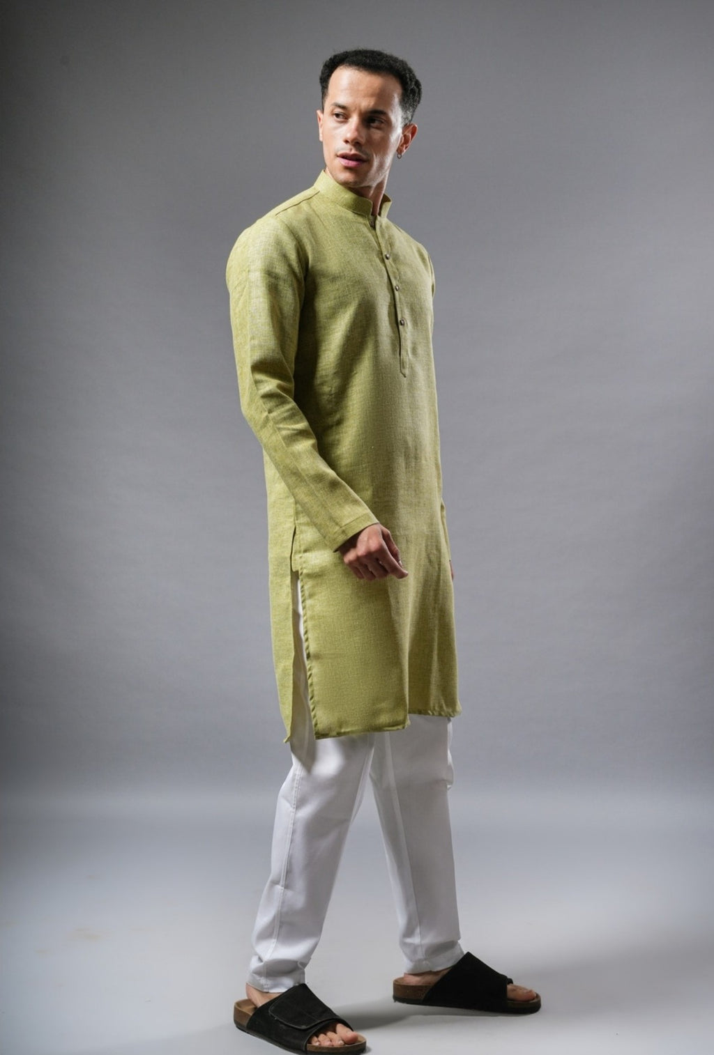 Olive Linen Kurta