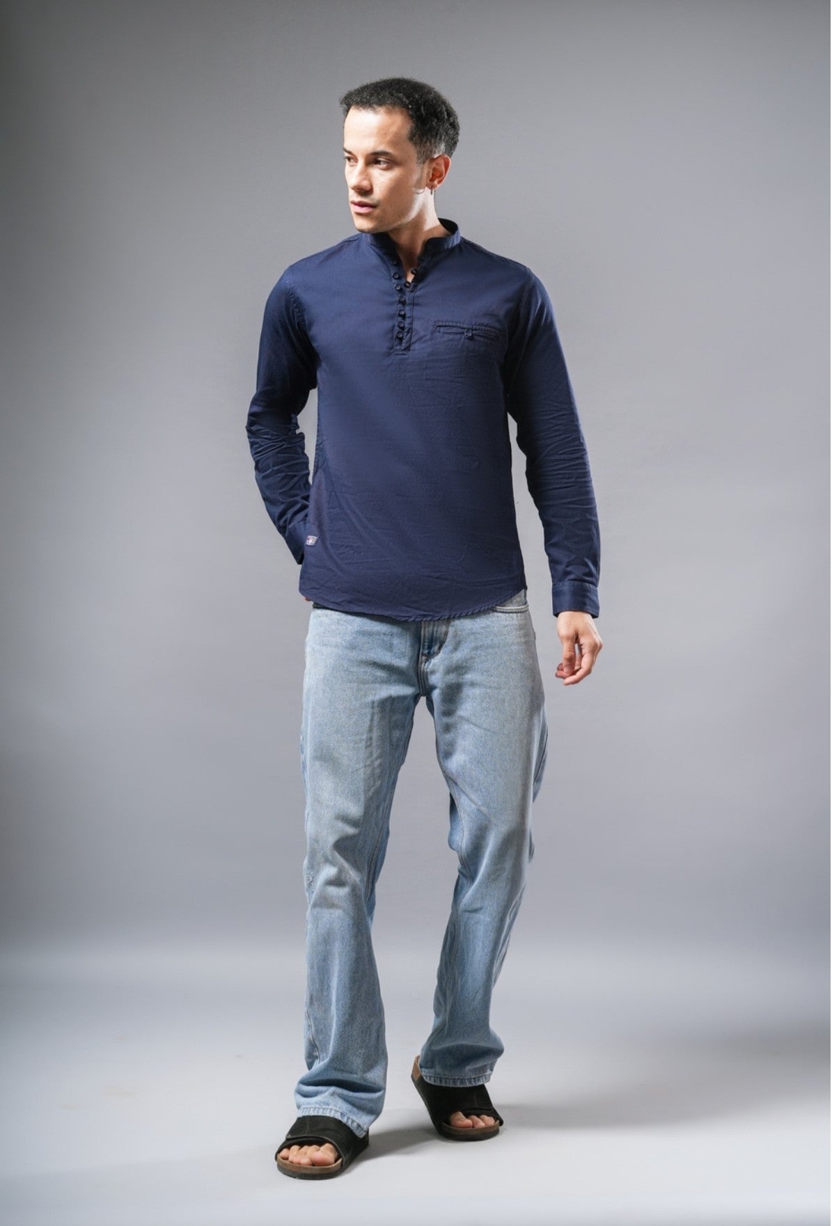 Midnight blue short kurta