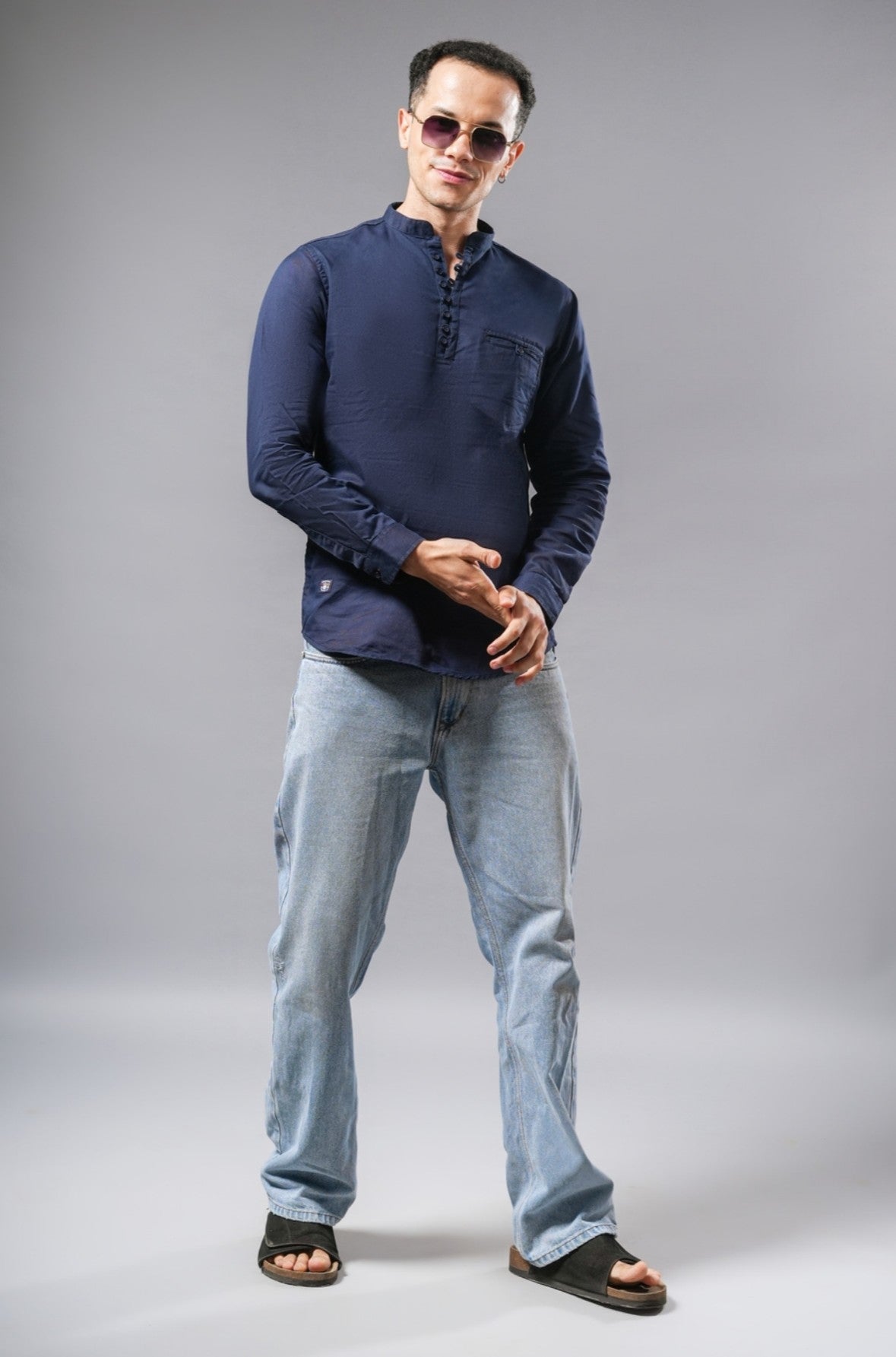 Midnight blue short kurta