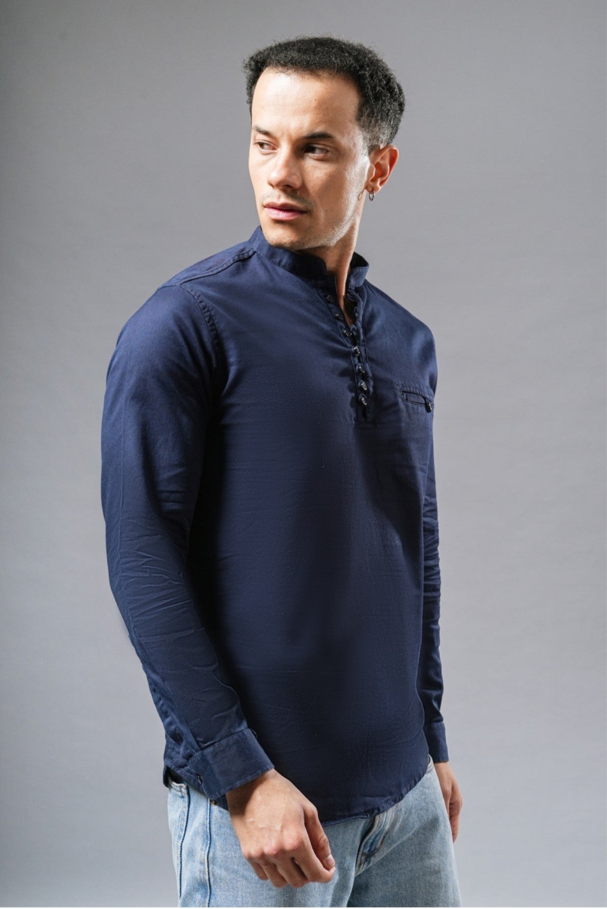 Midnight blue short kurta