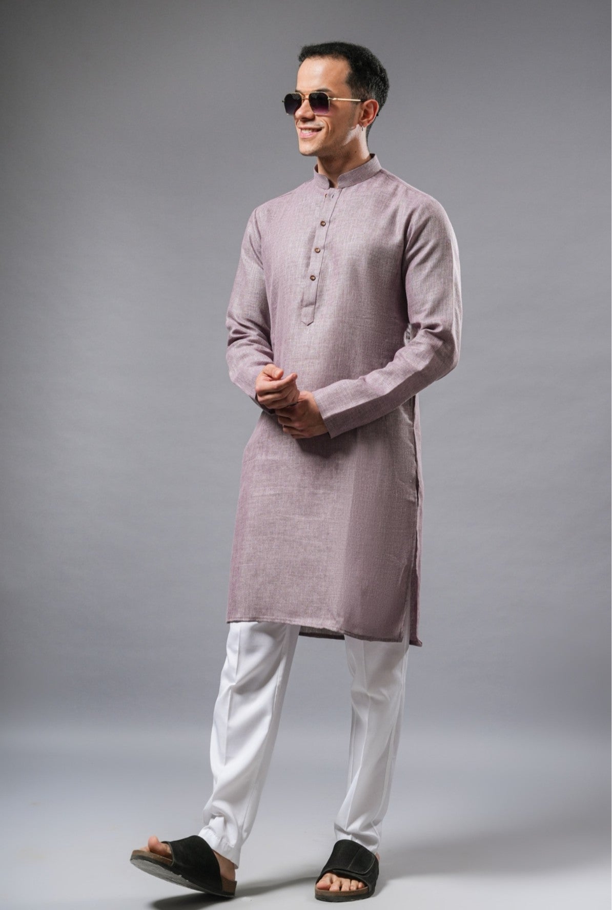 Mauve Linen Kurta