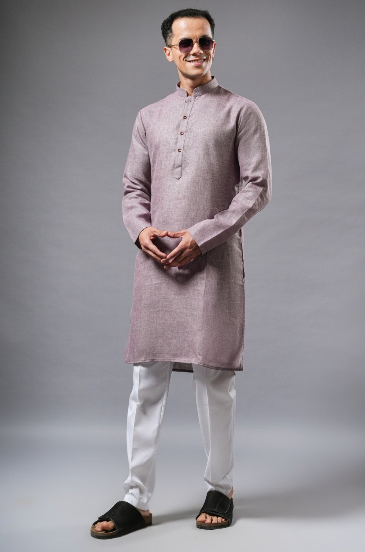 Mauve Linen Kurta