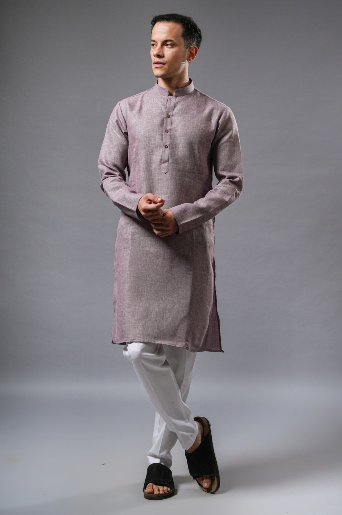 Mauve Linen Kurta